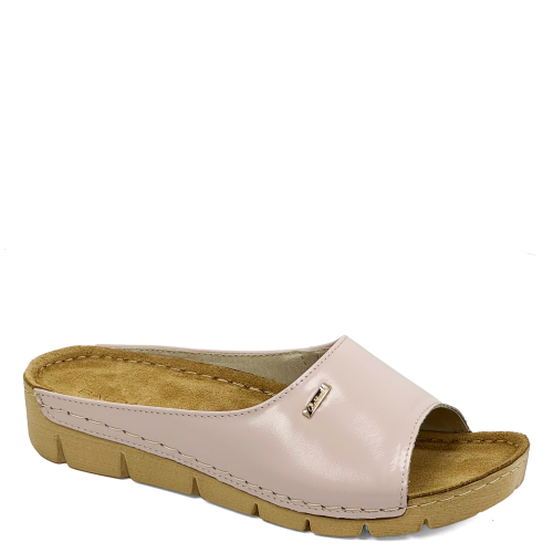 Pudrowe skórzane klapki damskie Baldaccini 70300-57