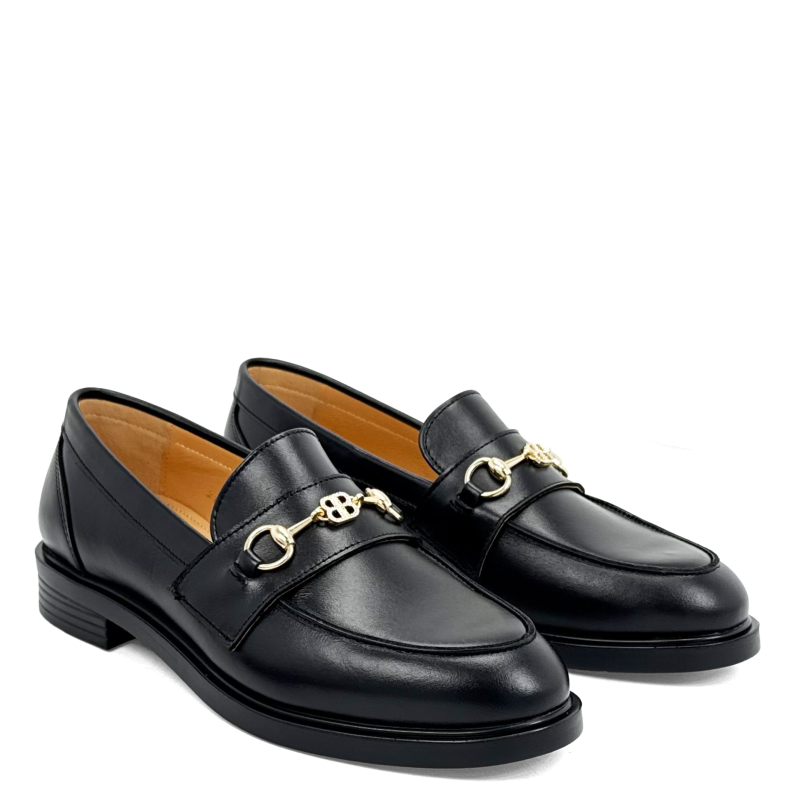 Czarne licowe skórzane mokasyny półbuty 3