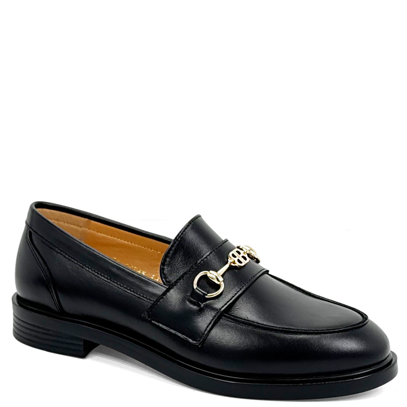 Czarne licowe skórzane mokasyny półbuty 1