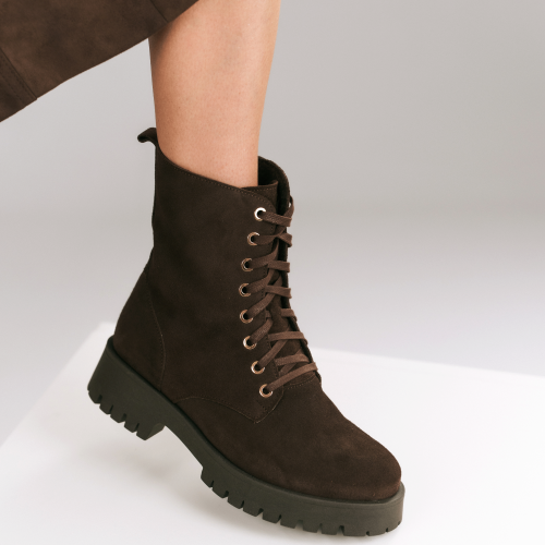 Brązowe welurowe botki ocieplane na platformie Baldaccini 1540500-32