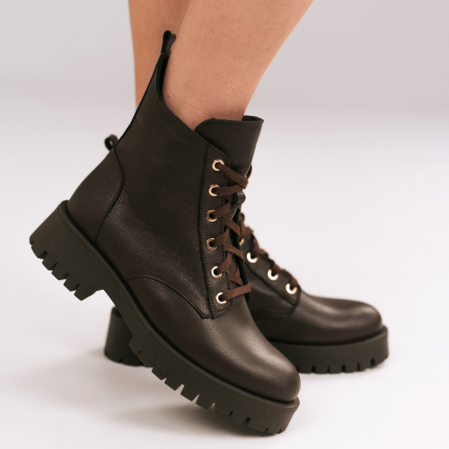 Brązowe czekoladowe botki sznurowane skórzane Baldaccini  19138-55