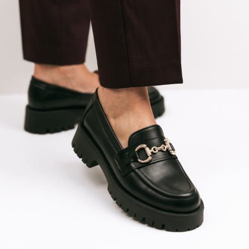 Czarne skórzane mokasyny damskie Baldaccini  19630-19