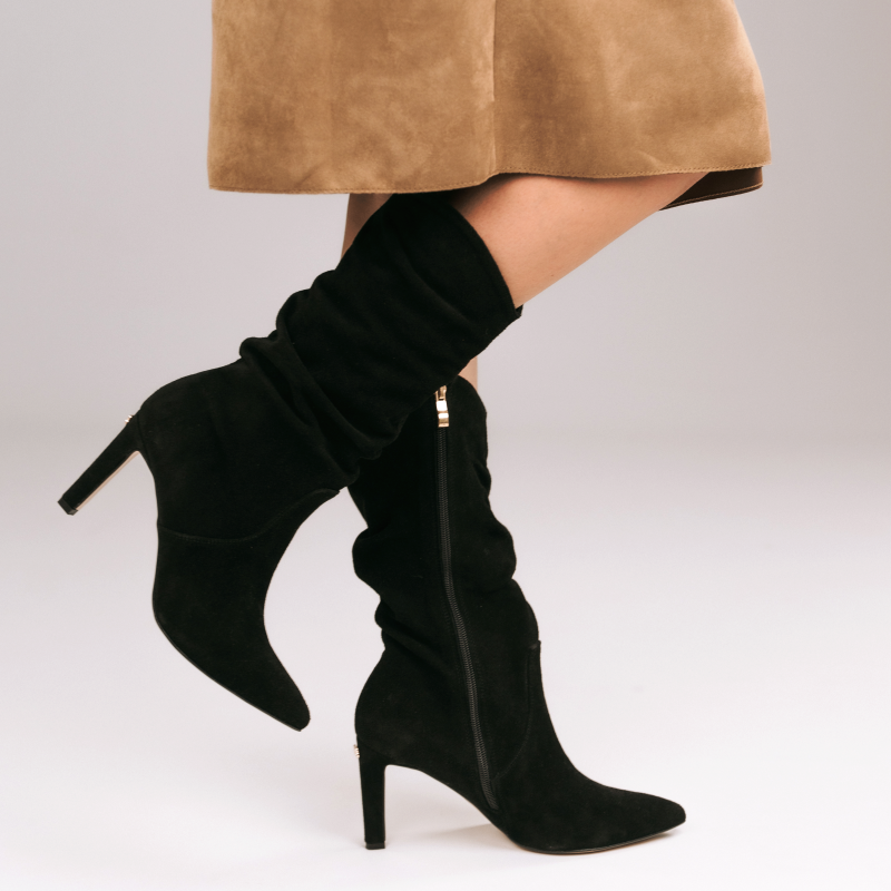 CZARNE SKÓRZANE BOTKI MARSZCZONE BALDACCINI W SZPIC.png