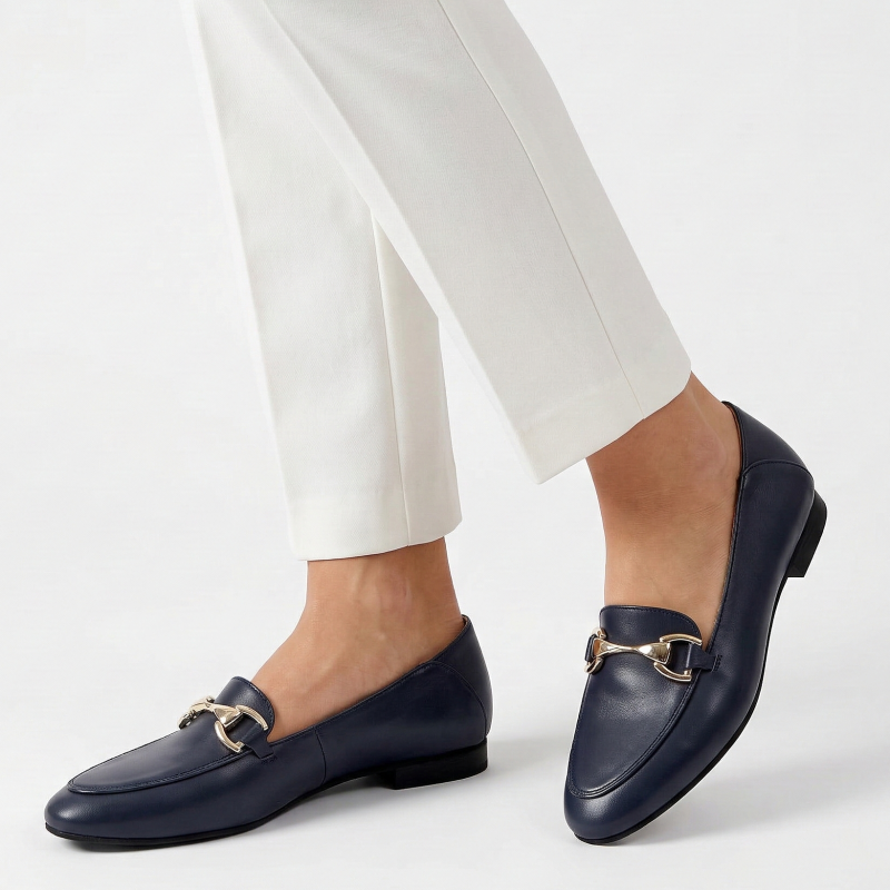 granatowe mokasyny półbuty skórzane 1