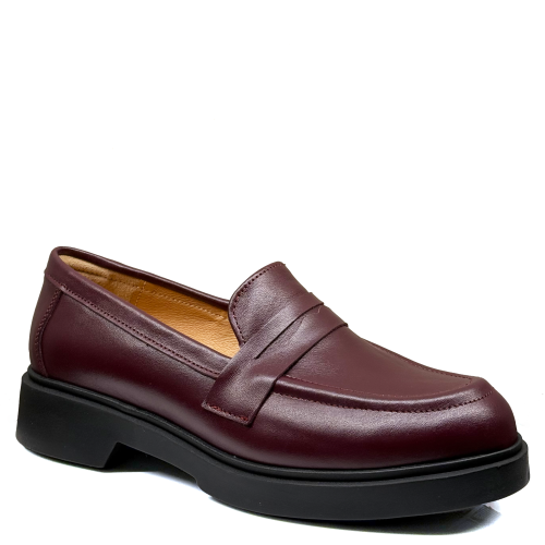 Bordowe loafersy mokasyny damskie skórzane Baldaccini 1967010-11
