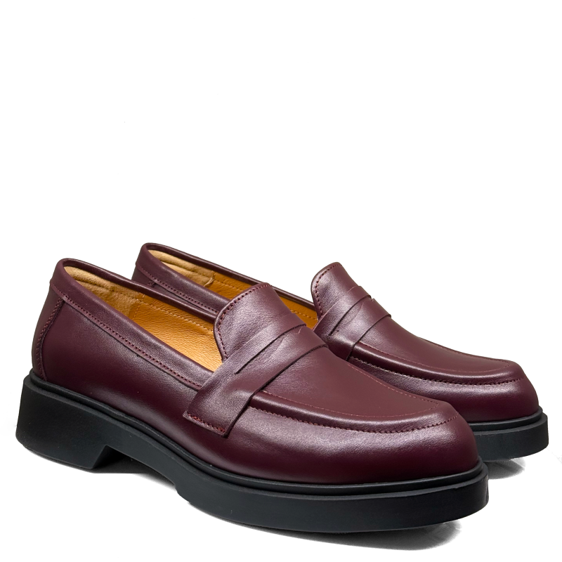 Bordowe licowe mokasyny damskie skórzane Baldaccini 4