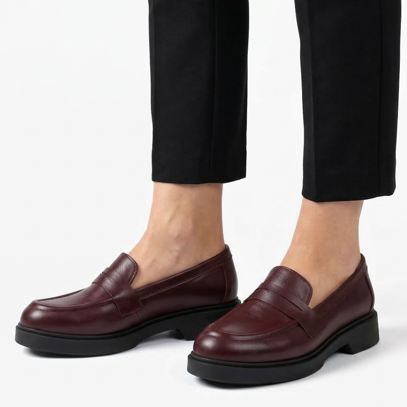 Bordowe licowe mokasyny damskie skórzane Baldaccini 2