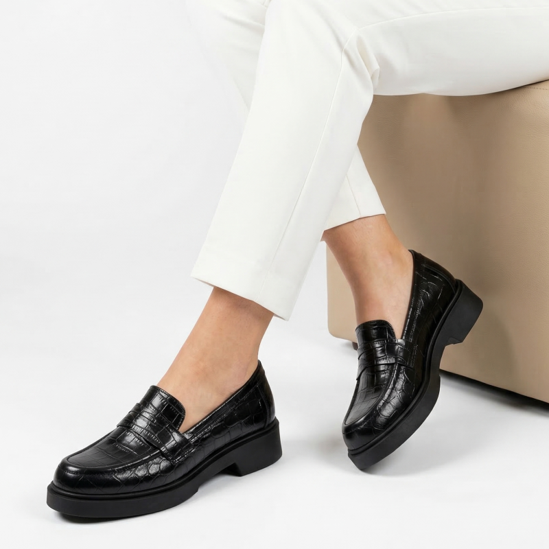 Czarne mokasyny damskie skórzane Baldaccini 5