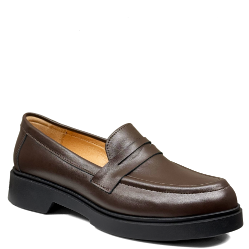 Brązowe czekoladowe loafersy mokasyny damskie skórzane Baldaccini 1967000-255