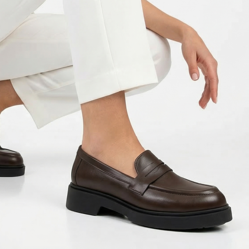 Brązowe czekoladowe mokasyny damskie skórzane Baldaccini 2