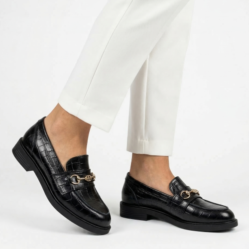 Czarne skórzane mokasyny półbuty Baldaccini 19945-78