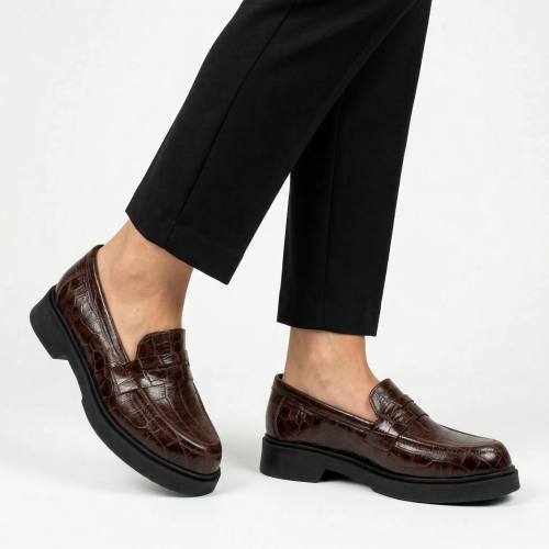 Brązowe loafersy mokasyny damskie skórzane Baldaccini 1967000-112