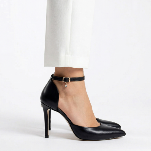 Czarne skórzane czółenka letnie Baldaccini 20760