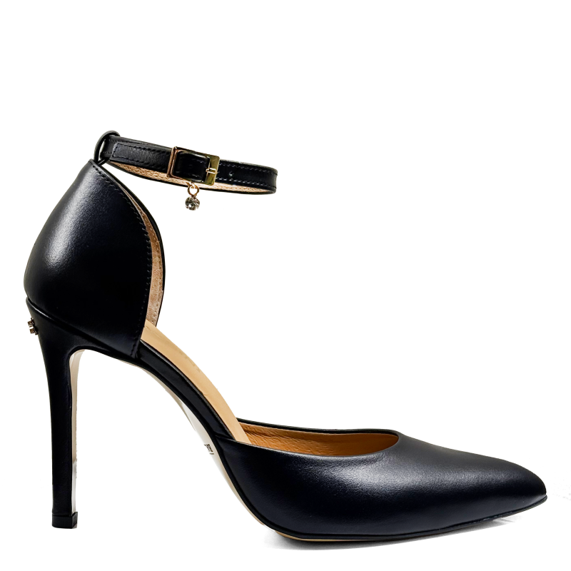 Czarne skórzane czółenka letnie Baldaccini 4