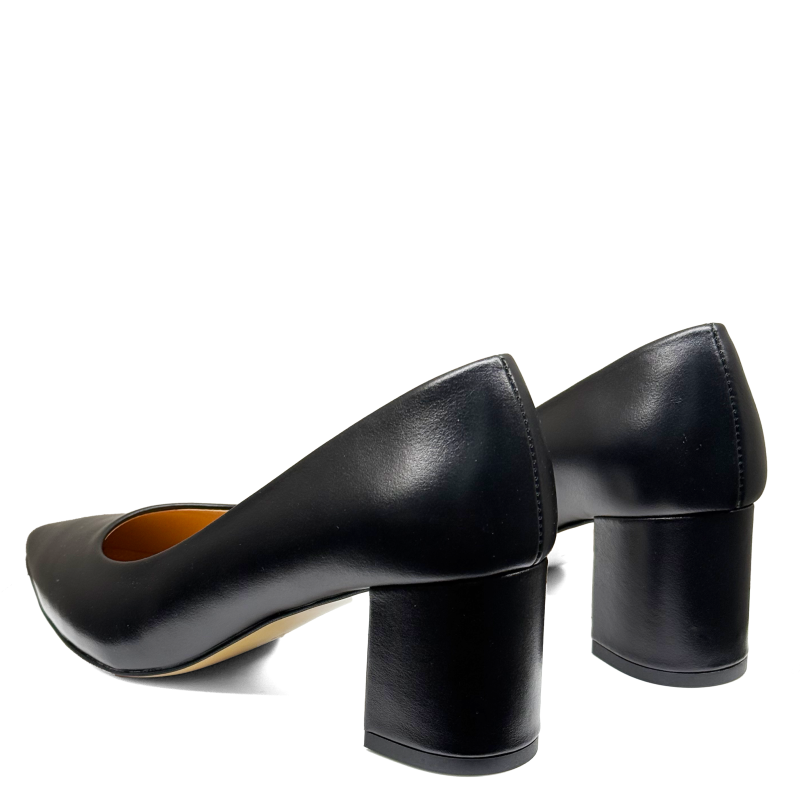 Czarne skórzane czółenka na niskim słupku Baldaccini 5