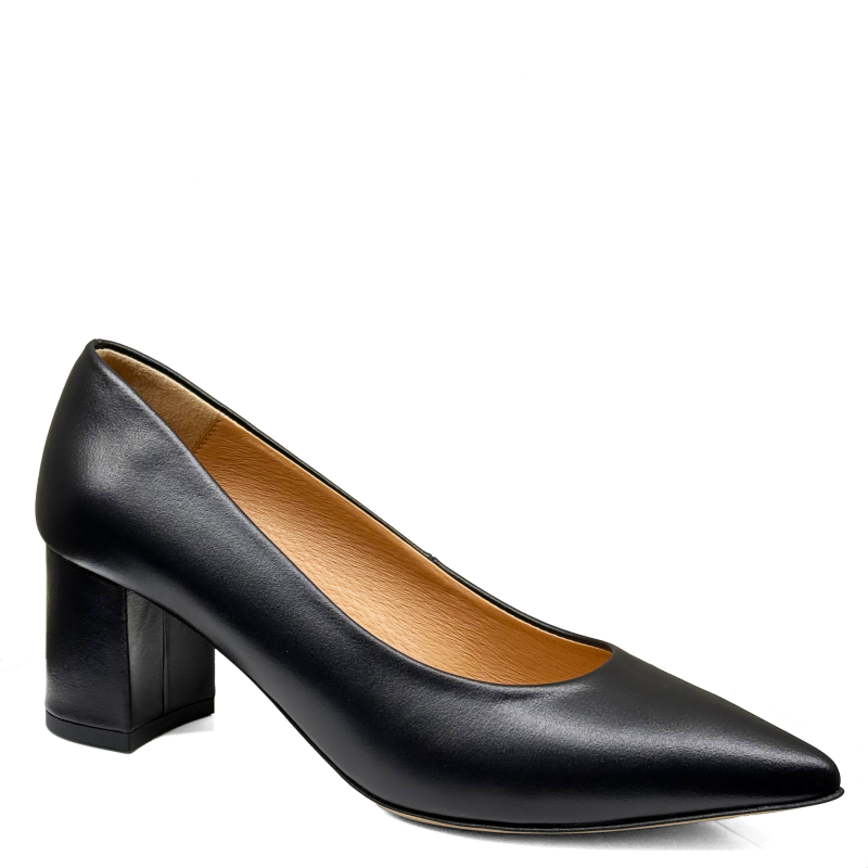 Czarne skórzane czółenka na niskim słupku Baldaccini 2