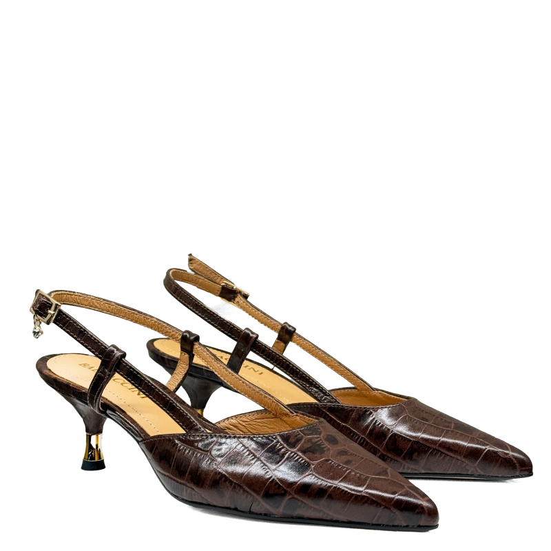 Brązowe czółenka na niskim obcasie slingback 3