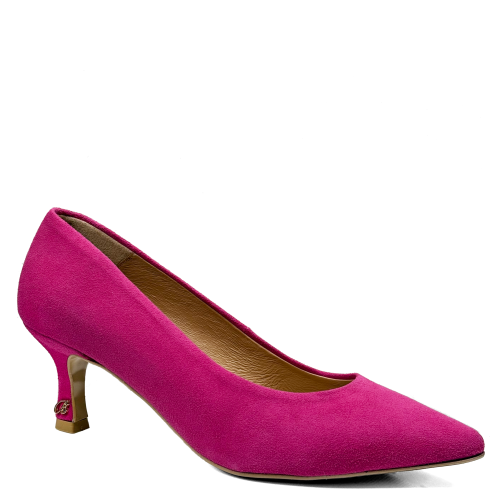 Fuksjowe zamszowe szpilki na niskim obcasie kaczuszka Baldaccini 20165-22