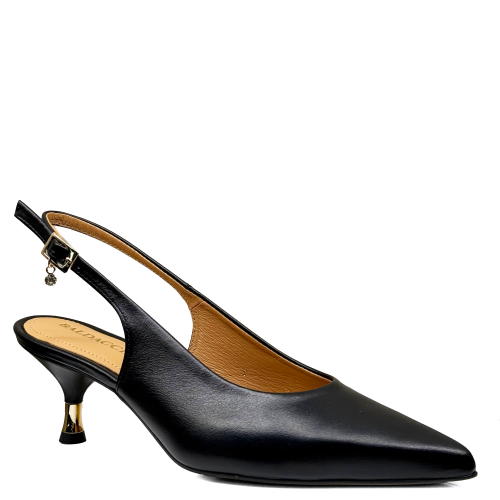 Czarne czółenka na niskim obcasie slingback  20195-55