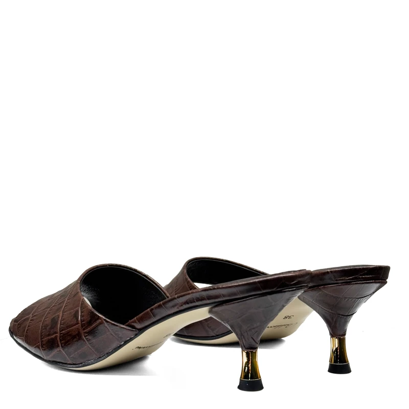 Brązowe skórzane klapki Baldaccini 5