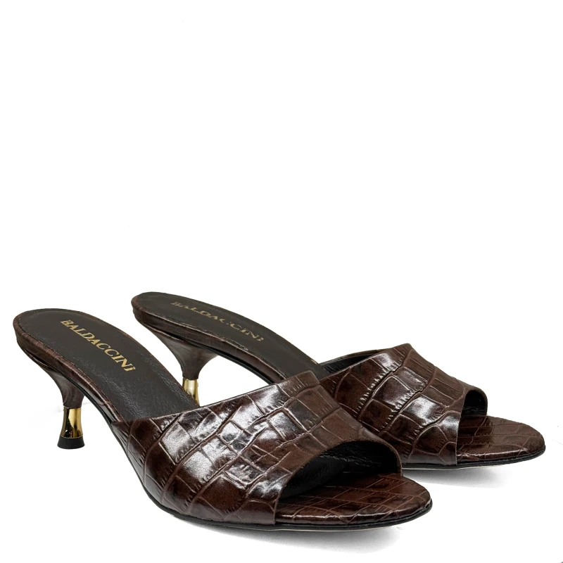 Brązowe skórzane klapki Baldaccini 4