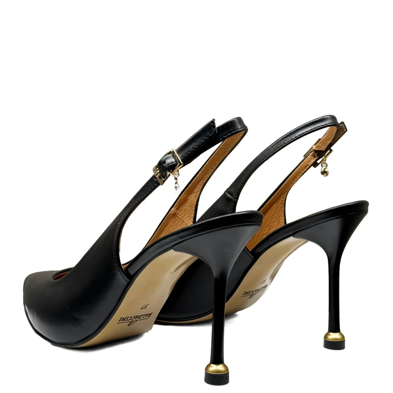 Czarne skórzane szpilki z odkrytą piętą Baldaccini  5