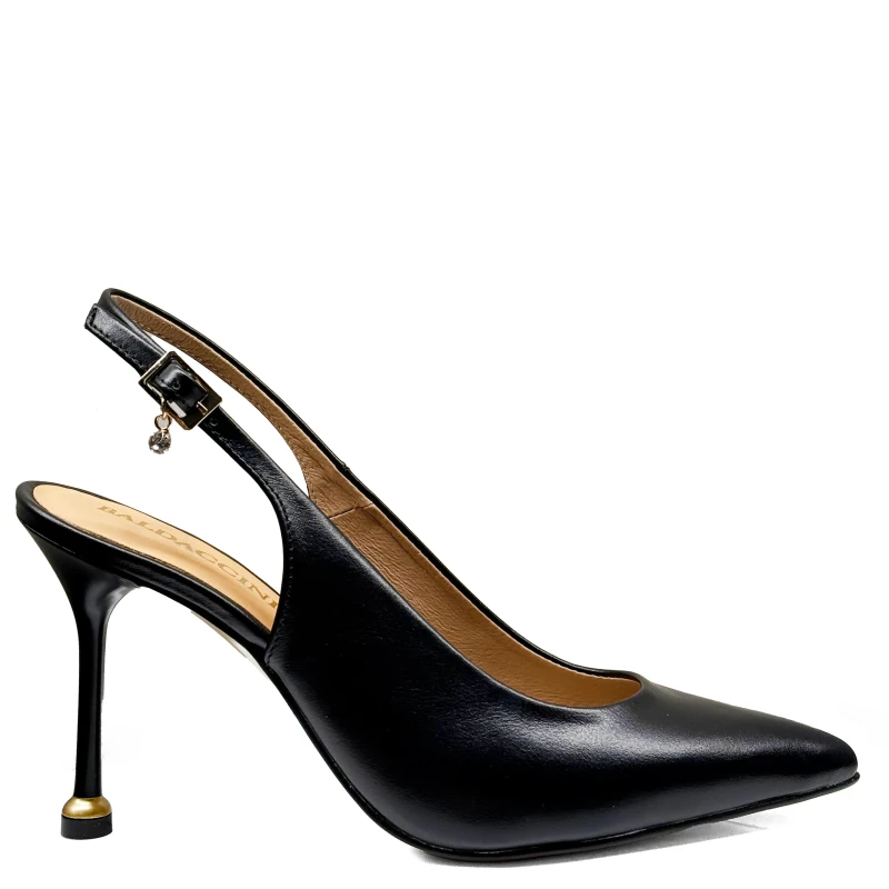 Czarne skórzane szpilki z odkrytą piętą Baldaccini  3