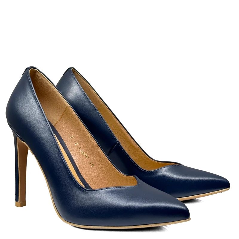 Granatowe skórzane szpilki Baldaccini 4