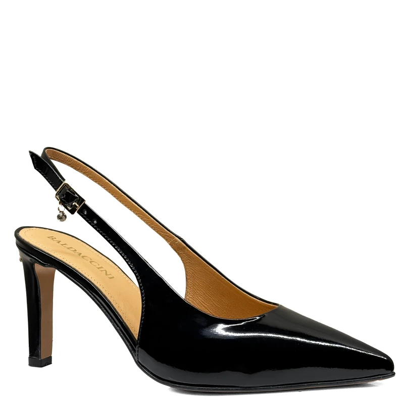 Czarne lakierowane czółenka z odkrytą piętą Baldaccini1
