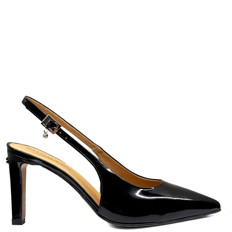 Czarne lakierowane czółenka z odkrytą piętą Baldaccini 2