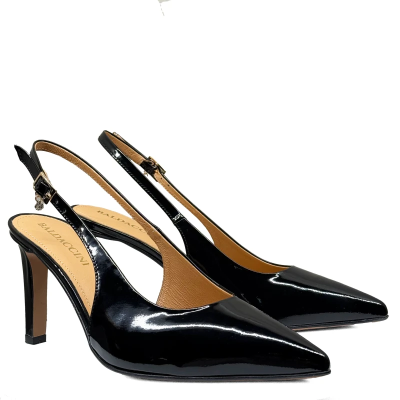 Czarne lakierowane czółenka z odkrytą piętą Baldaccini 3