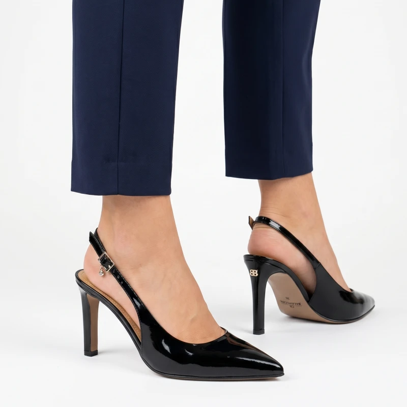Czarne lakierowane czółenka z odkrytą piętą Baldaccini 5