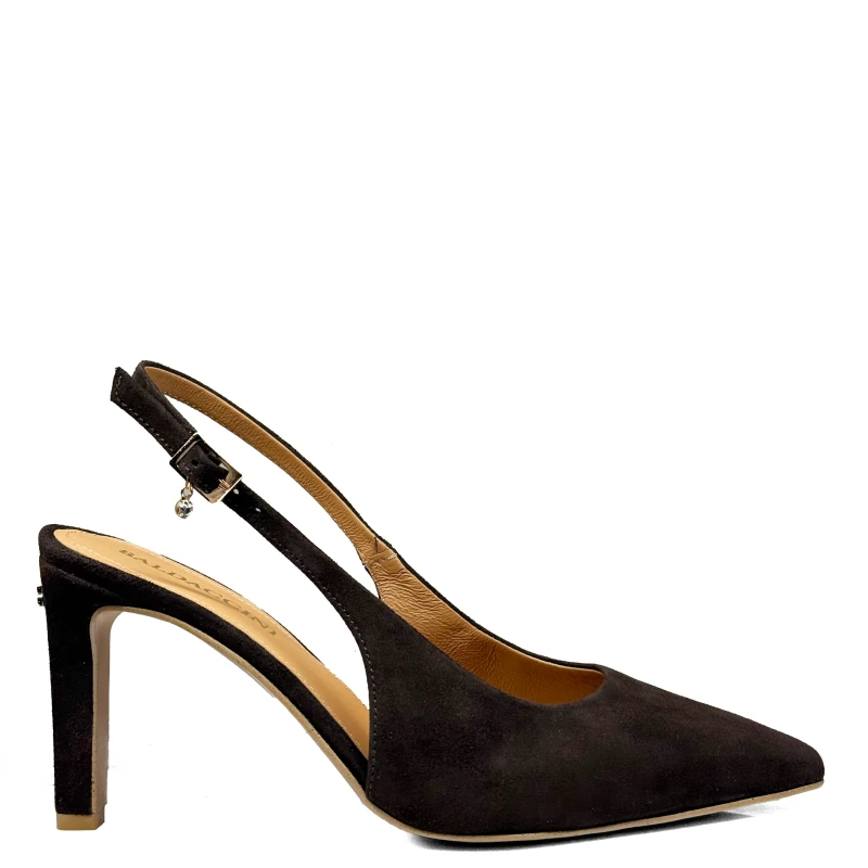 Czekoladowe zamszowe czółenka z odkrytą piętą Baldaccini 3