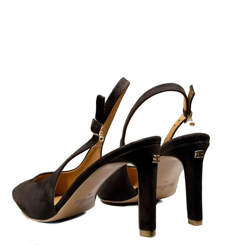 Czekoladowe zamszowe czółenka z odkrytą piętą Baldaccini 5