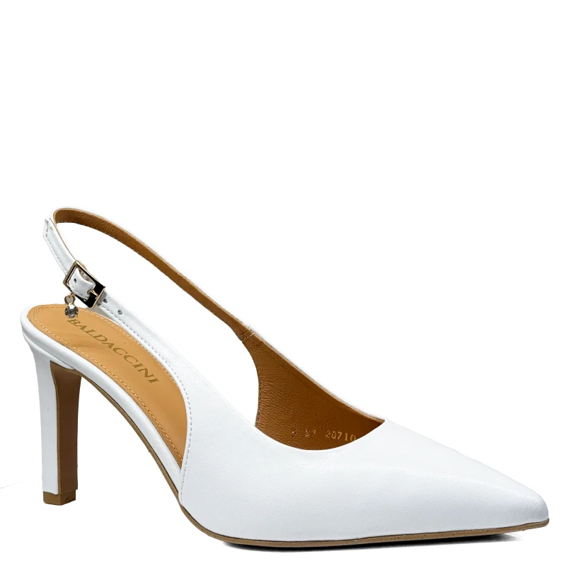Białe skórzane czółenka z odkrytą piętą Baldaccini 20710  2