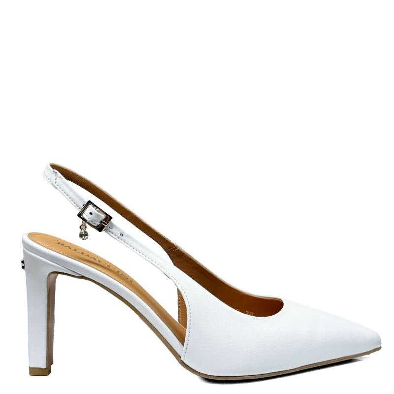Białe skórzane czółenka z odkrytą piętą Baldaccini 20710  3