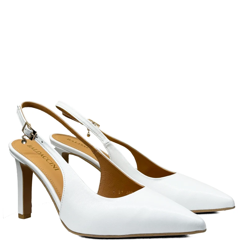 Białe skórzane czółenka z odkrytą piętą Baldaccini 20710  4