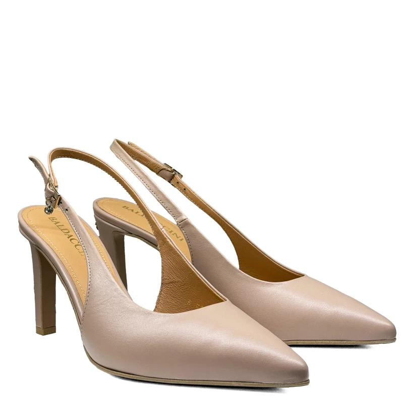 Beżowe cieliste skórzane czółenka z odkrytą piętą Baldaccini 20710 4
