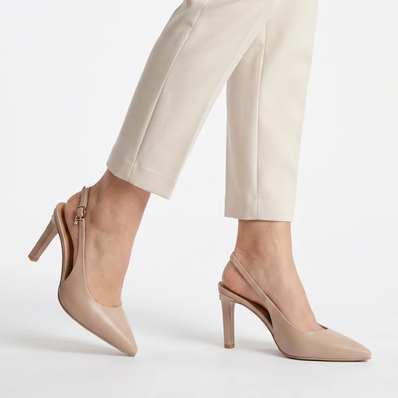 Beżowe cieliste skórzane czółenka z odkrytą piętą Baldaccini 20710 2