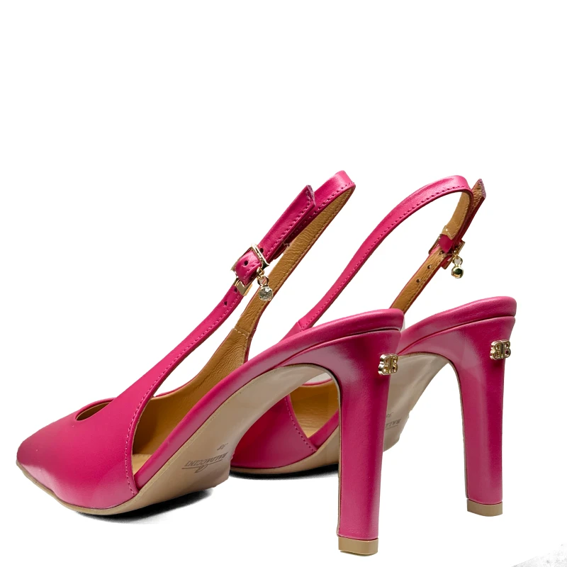 Fuksjowe różowe skórzane czółenka z odkrytą piętą Baldaccini 20710 5