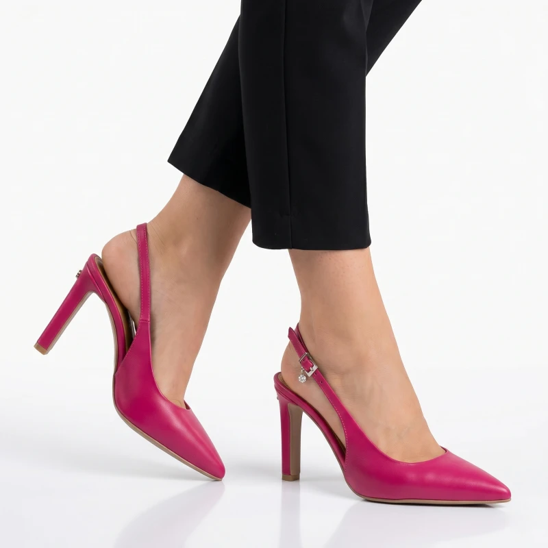 Fuksjowe różowe skórzane czółenka z odkrytą piętą Baldaccini 20710 2