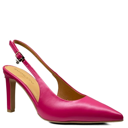 Fuksjowe różowe skórzane czółenka z odkrytą piętą Baldaccini 20710 -22