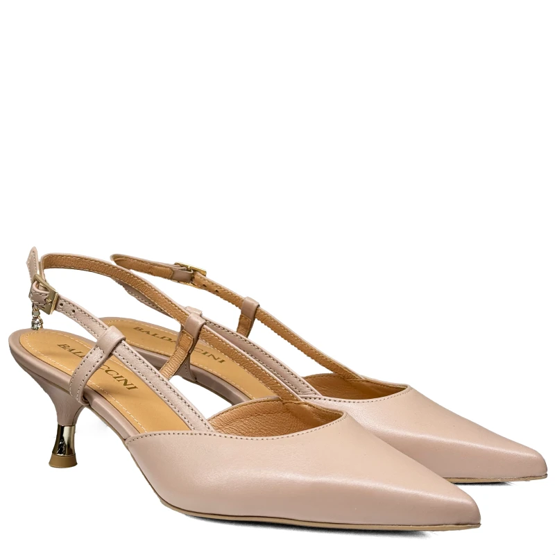 Beżowe cieliste czółenka na niskim obcasie slingback 4