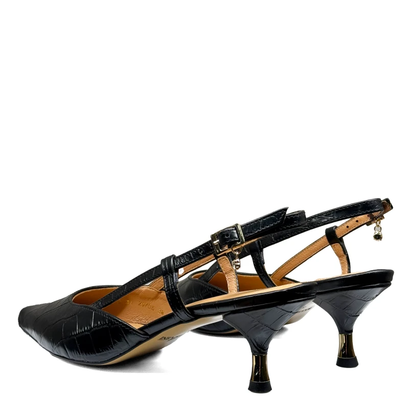 Czarne skórzane czółenka na niskim obcasie slingback4