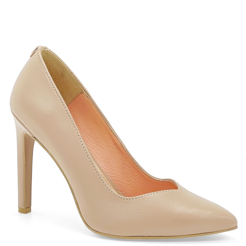 Cieliste skórzane szpilki cherie beige 14800/10-Y79