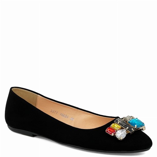 Czarne zamszowe baleriny Baleriny 1075500-10