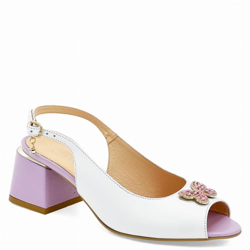 Letnie czółenka z motywem motyla 19322-54 biały+fiolet