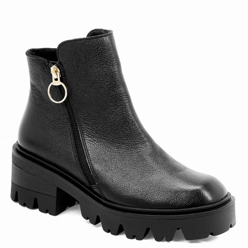 Czarne  skórzane ocieplane botki Baldaccini 1740000-60  