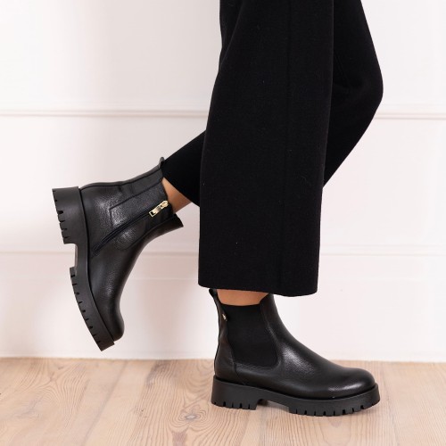 Czarne skórzane ocieplane botki Baldaccini 1982100-14