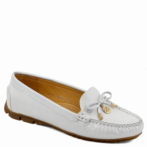 Srebrno -Białe mokasyny skóra naturalna Baldaccini 802000-R005